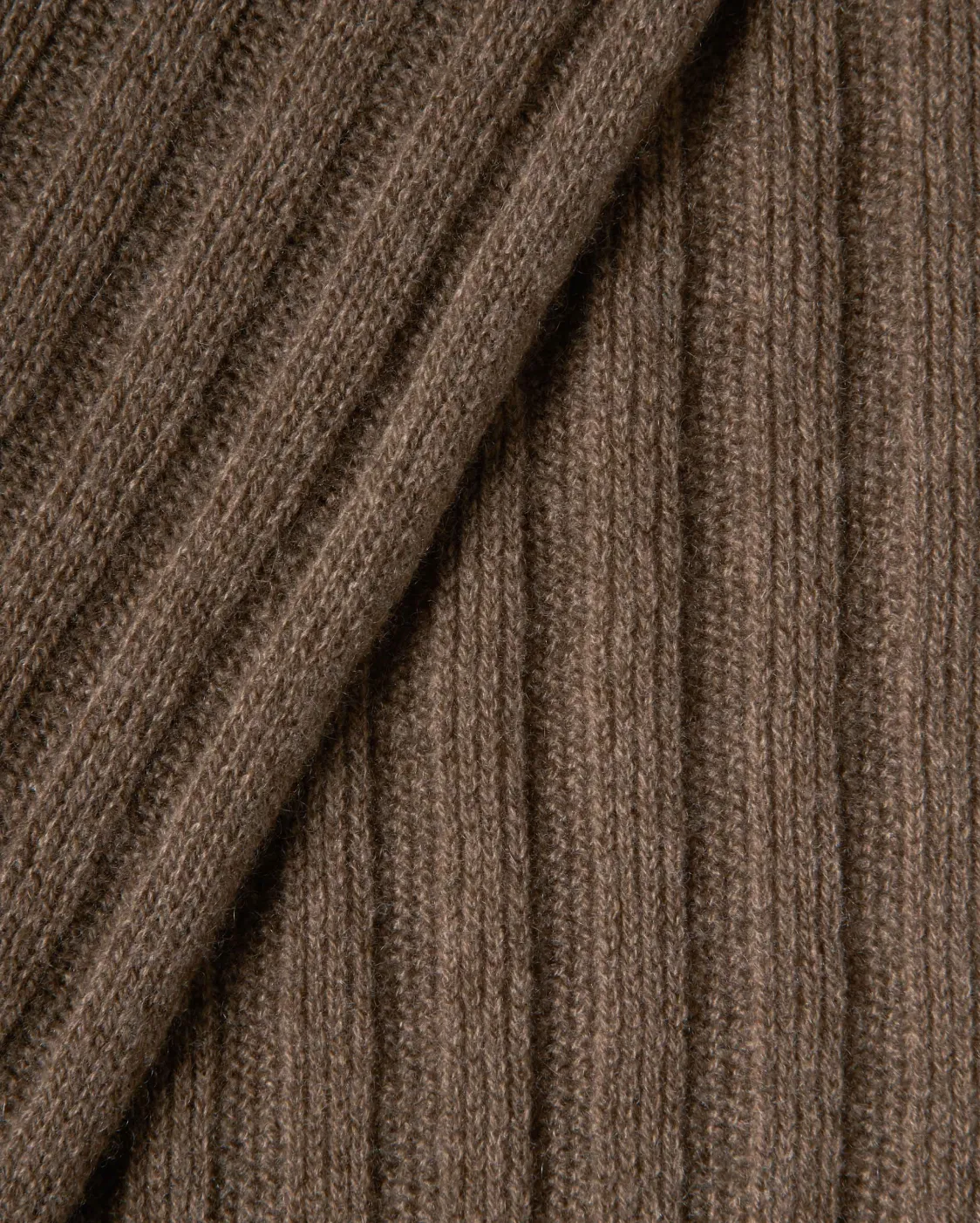 Pure Cashmere Ribbed Scarf Brown