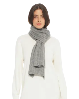 Pure Cashmere Ribbed Scarf Medium Grey