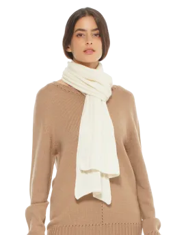 Pure Cashmere Ribbed Scarf Milk White