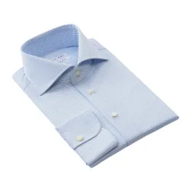 "All Day Long Collection" Striped Cotton Light Blue Shirt with Cutaway Collar