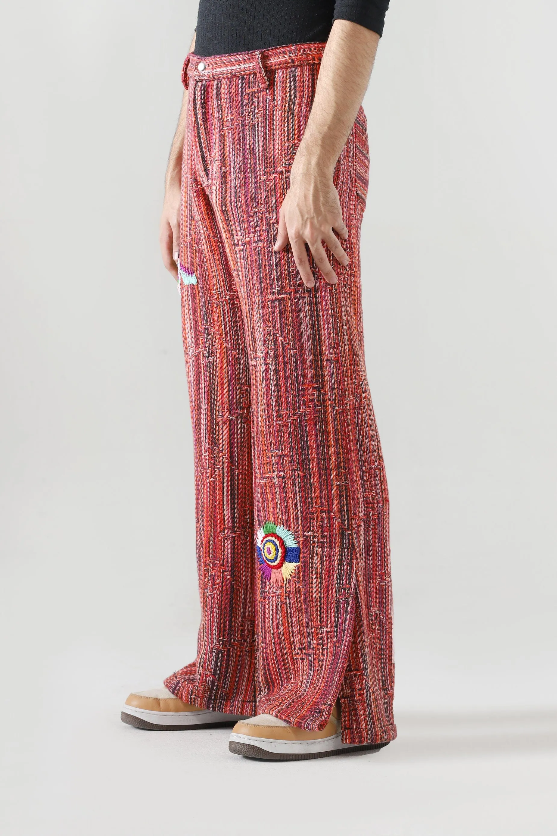 "SADEQUAIN" JAQUARD EMBROIDERED TROUSERS