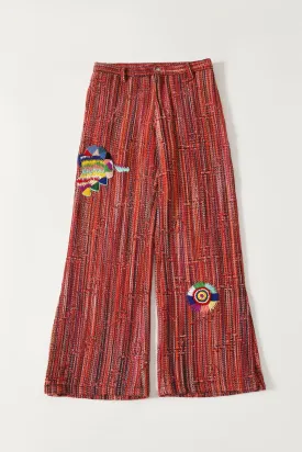 "SADEQUAIN" JAQUARD EMBROIDERED TROUSERS