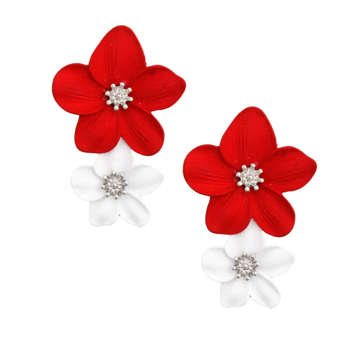 Red & White Flower Earrings