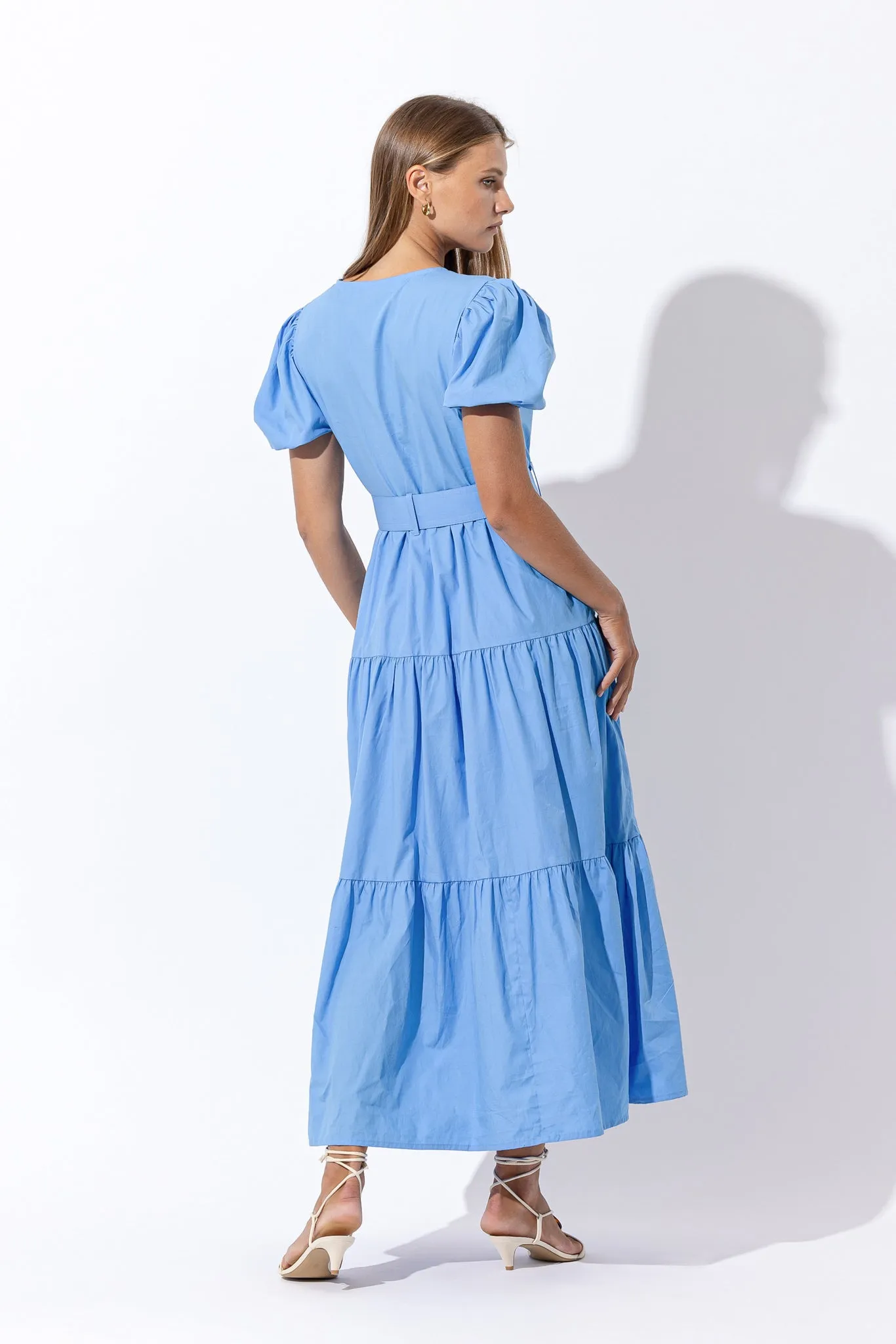 Remi Belted Poplin Maxi Dress - Blue