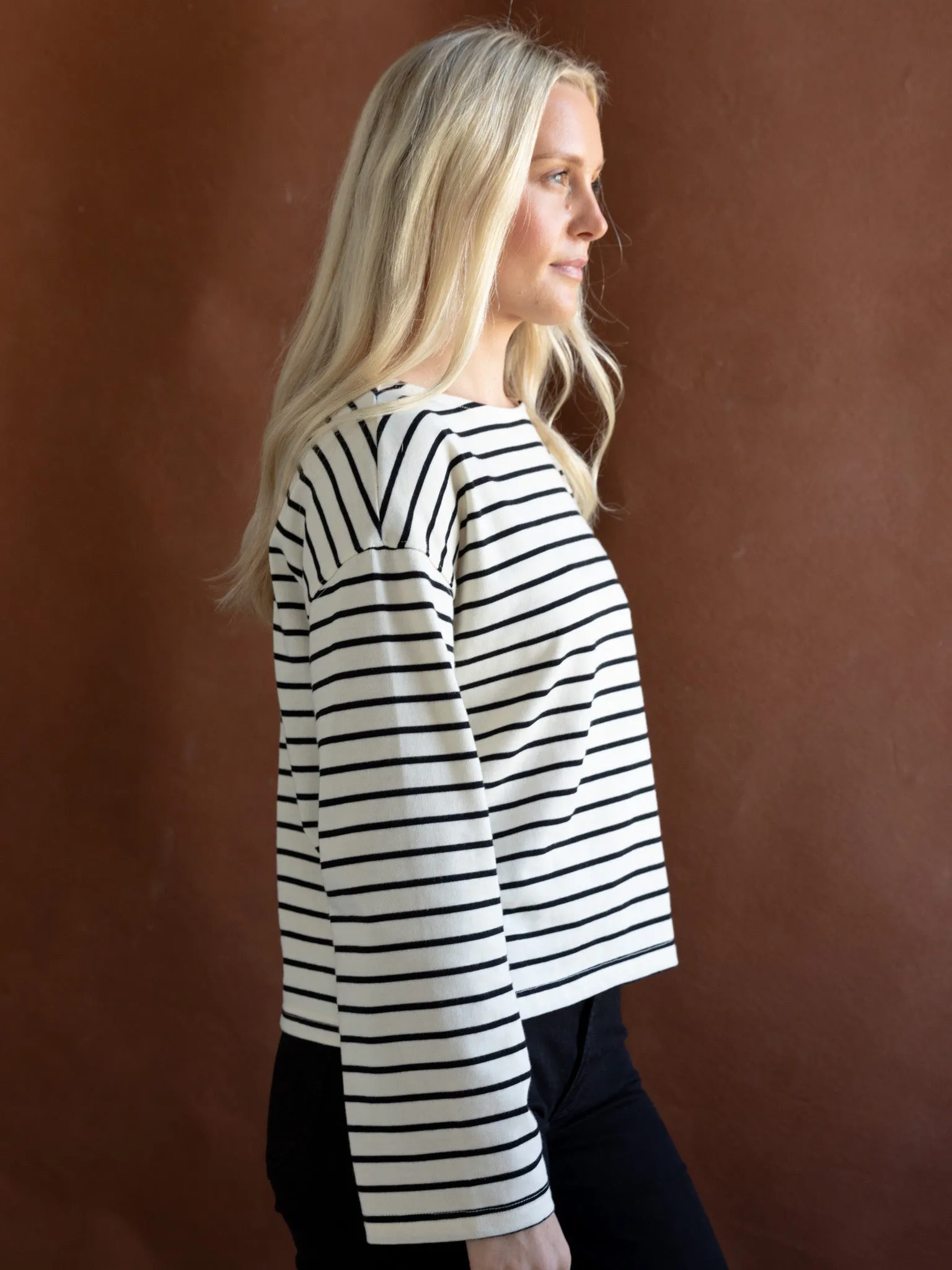 Shelly Striped Top Black