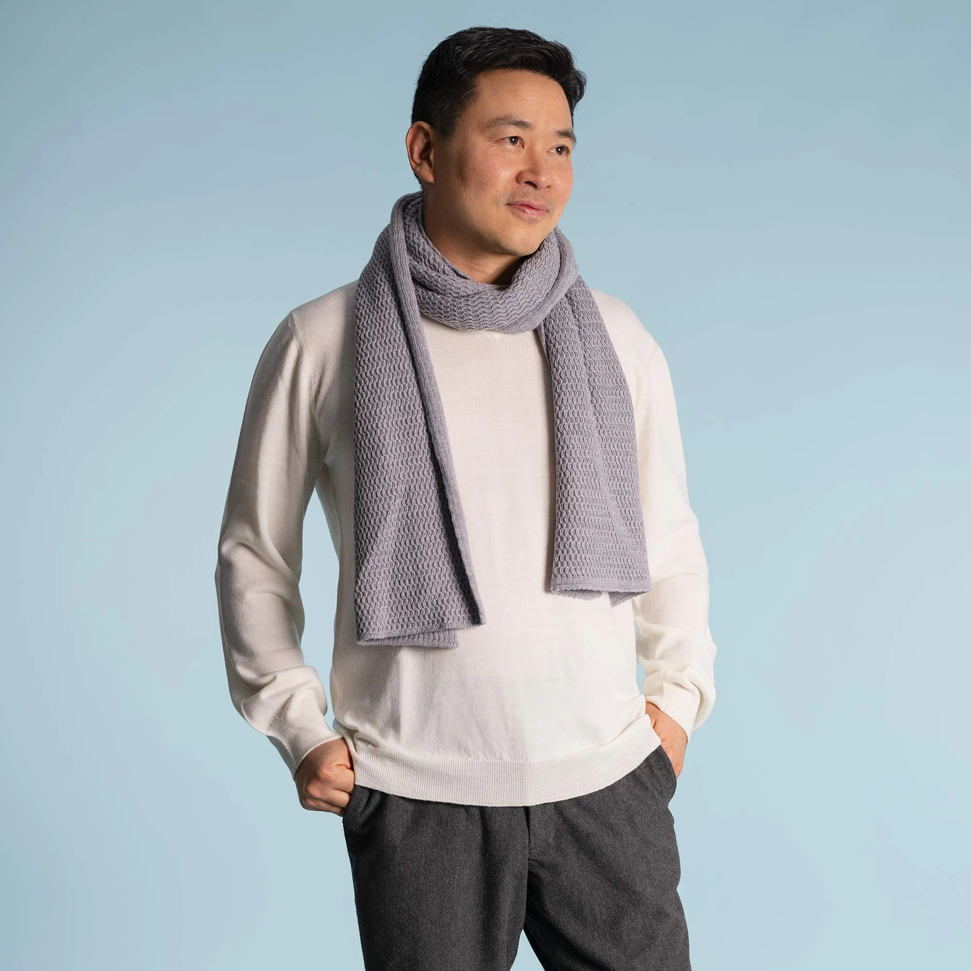 SNOWPEAK 100% Organic Merino Wool Scarf (12"x70”) (Unisex) (No Elastic, No Polyester, No polyamide, No Acrylic)