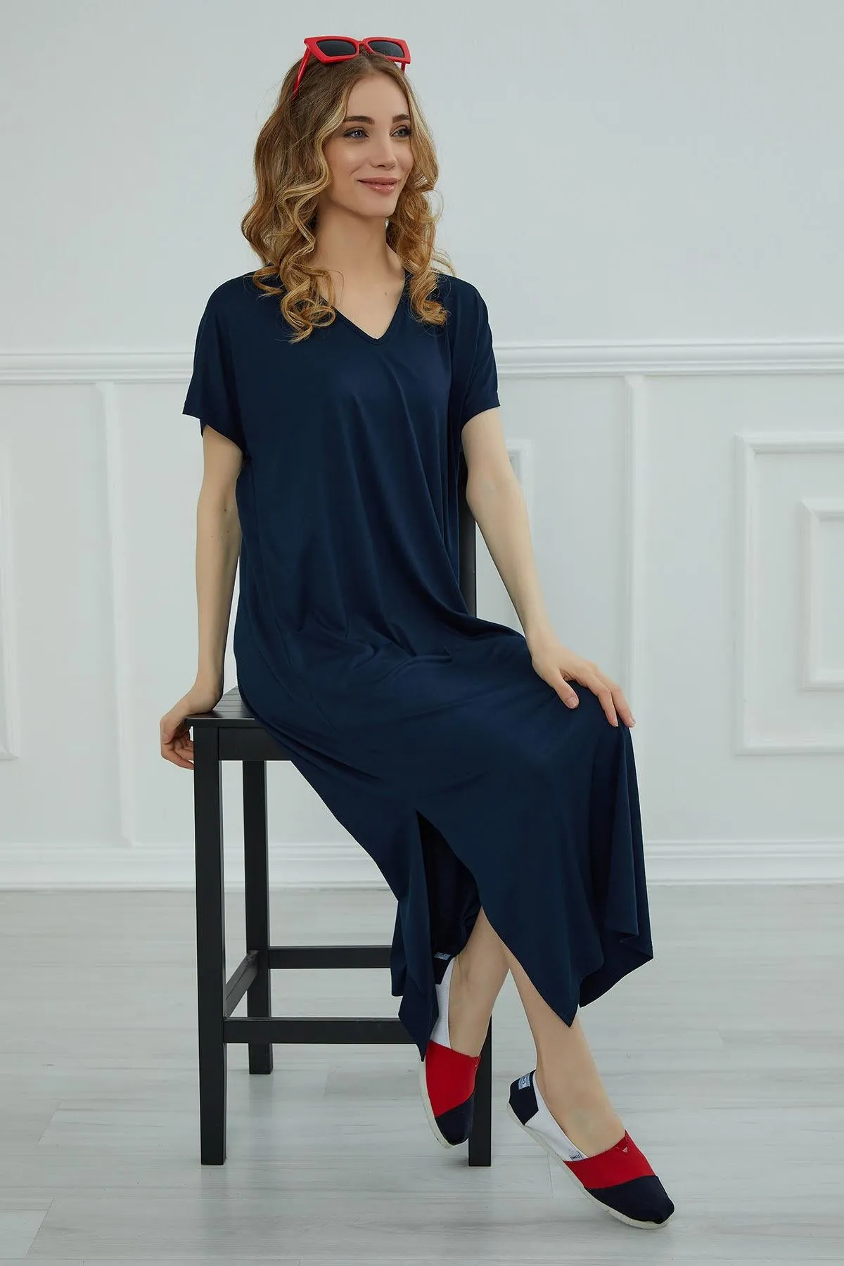 Split Casual Aerobin Pullover, Women Summer Maxi Dress, Casual Loose Long Dress for Women, Loose Fit Fashion Cloth, Slit Dress,ELB-3