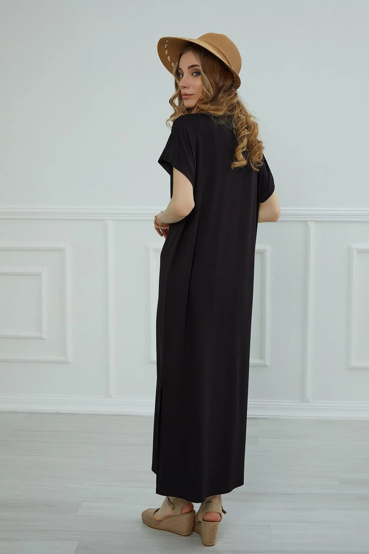 Split Casual Aerobin Pullover, Women Summer Maxi Dress, Casual Loose Long Dress for Women, Loose Fit Fashion Cloth, Slit Dress,ELB-3