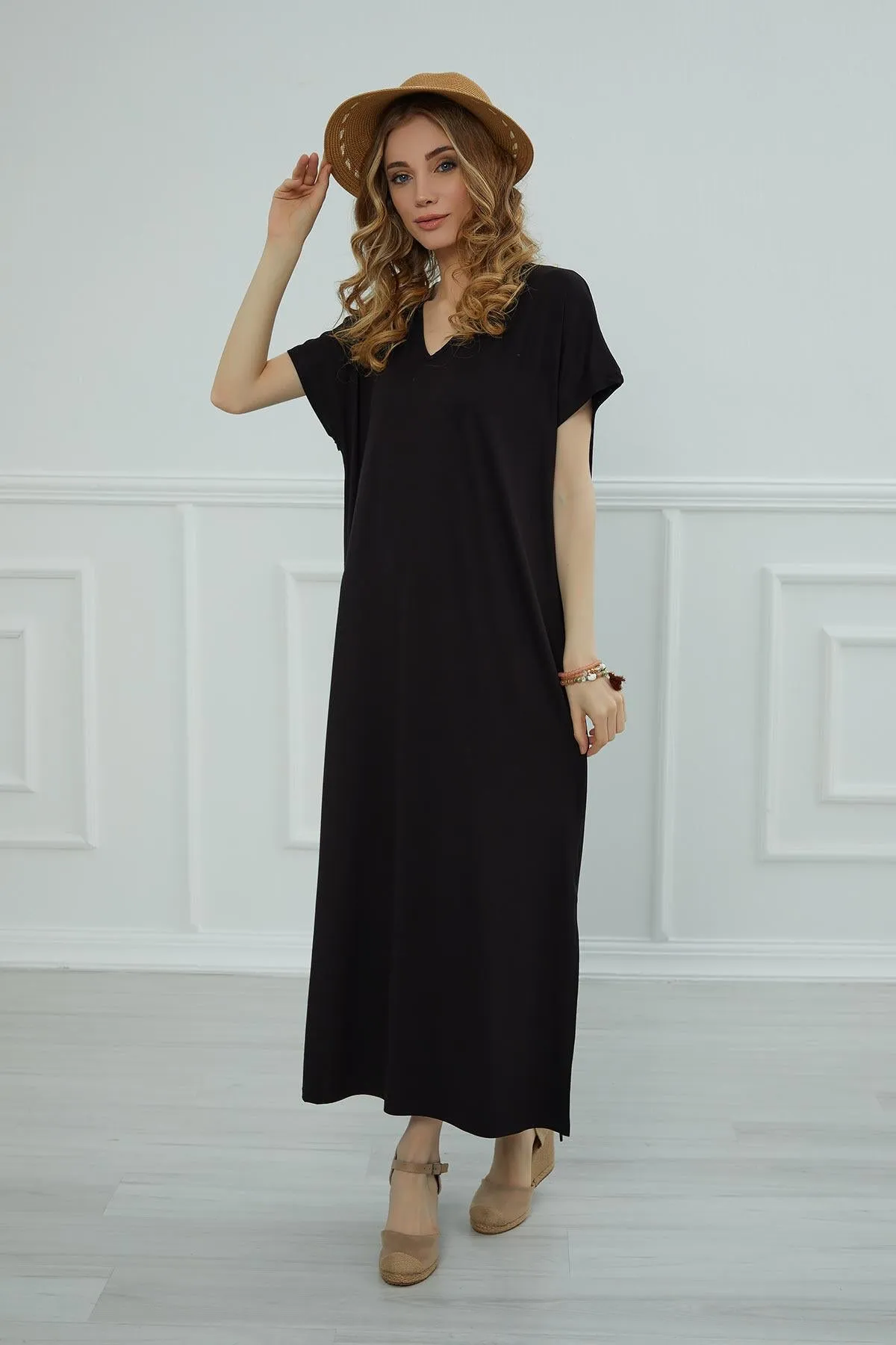 Split Casual Aerobin Pullover, Women Summer Maxi Dress, Casual Loose Long Dress for Women, Loose Fit Fashion Cloth, Slit Dress,ELB-3