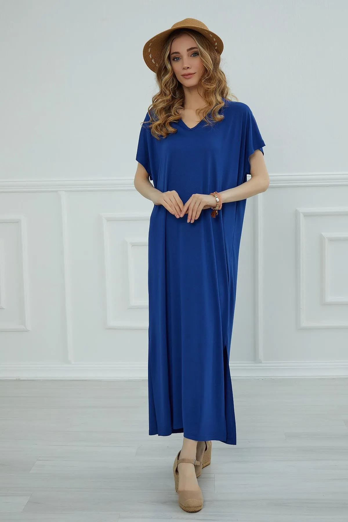 Split Casual Aerobin Pullover, Women Summer Maxi Dress, Casual Loose Long Dress for Women, Loose Fit Fashion Cloth, Slit Dress,ELB-3