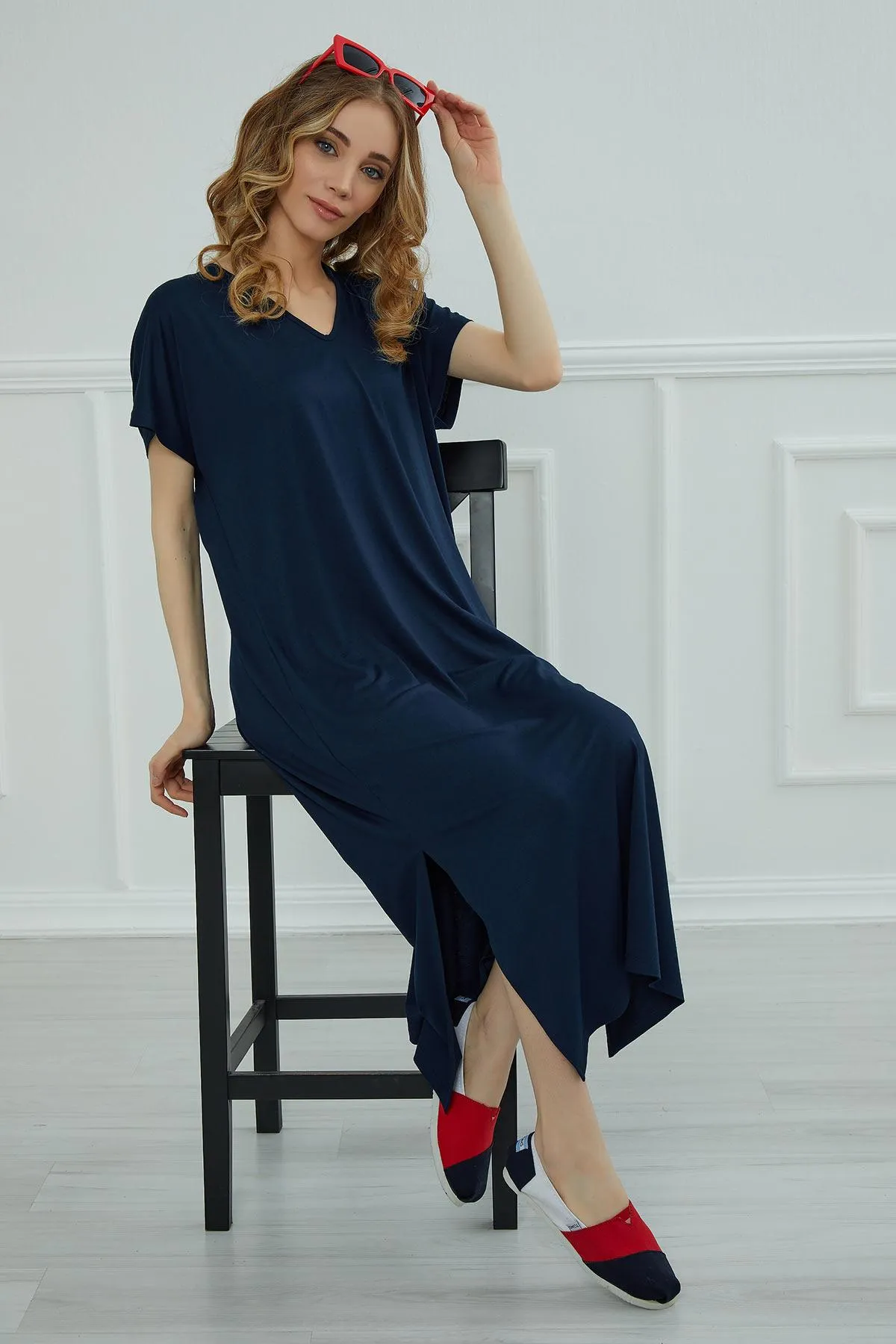 Split Casual Aerobin Pullover, Women Summer Maxi Dress, Casual Loose Long Dress for Women, Loose Fit Fashion Cloth, Slit Dress,ELB-3