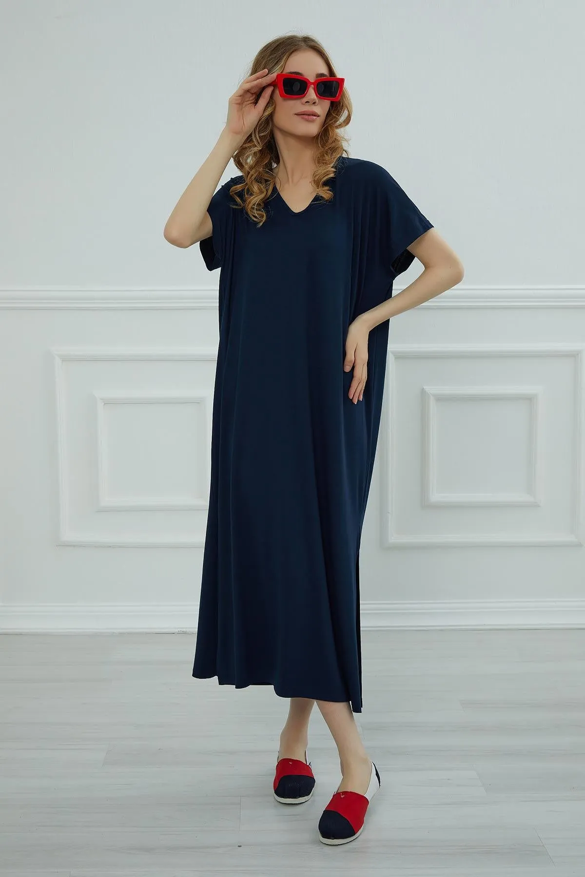 Split Casual Aerobin Pullover, Women Summer Maxi Dress, Casual Loose Long Dress for Women, Loose Fit Fashion Cloth, Slit Dress,ELB-3