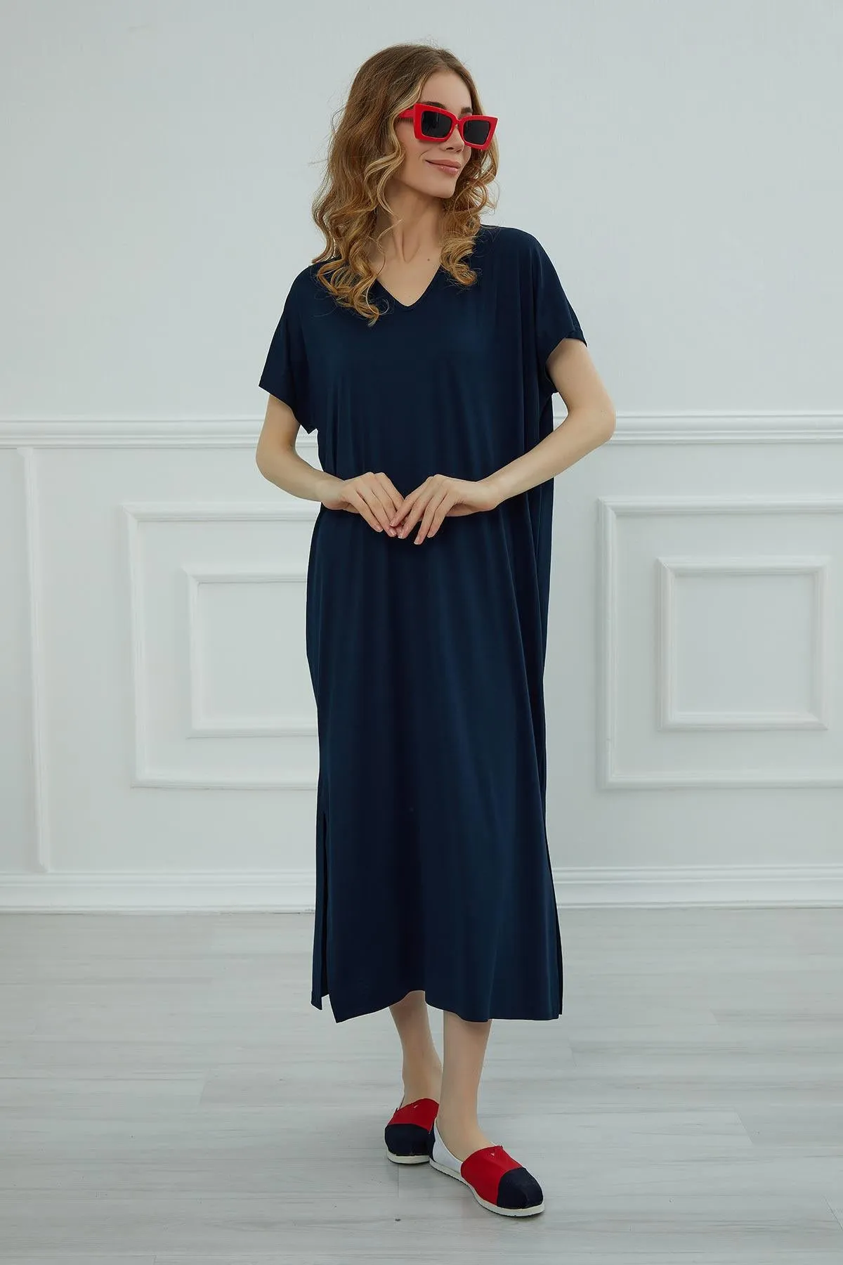 Split Casual Aerobin Pullover, Women Summer Maxi Dress, Casual Loose Long Dress for Women, Loose Fit Fashion Cloth, Slit Dress,ELB-3