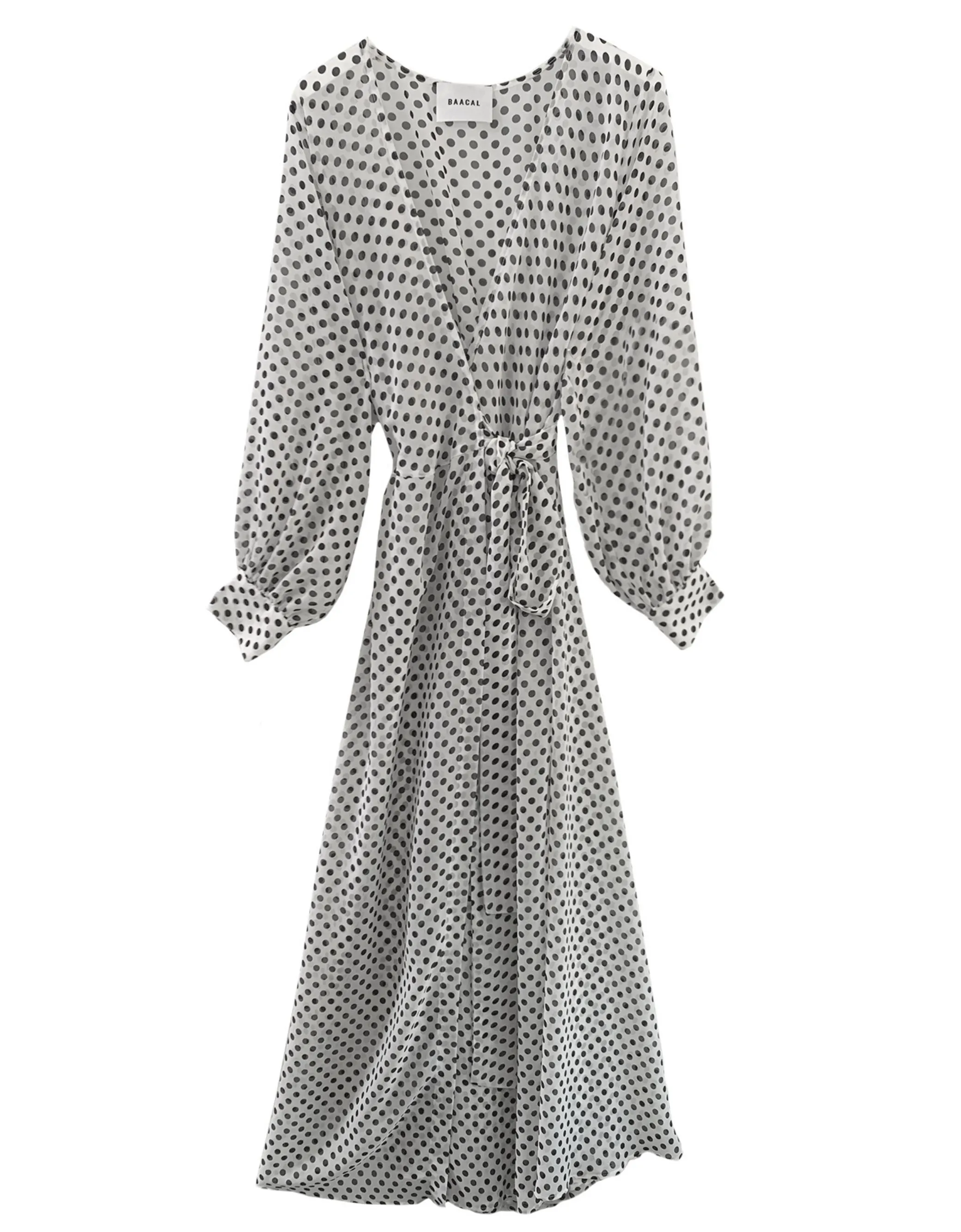 The Maxi Wrap Dress- New Polka Dot White Black