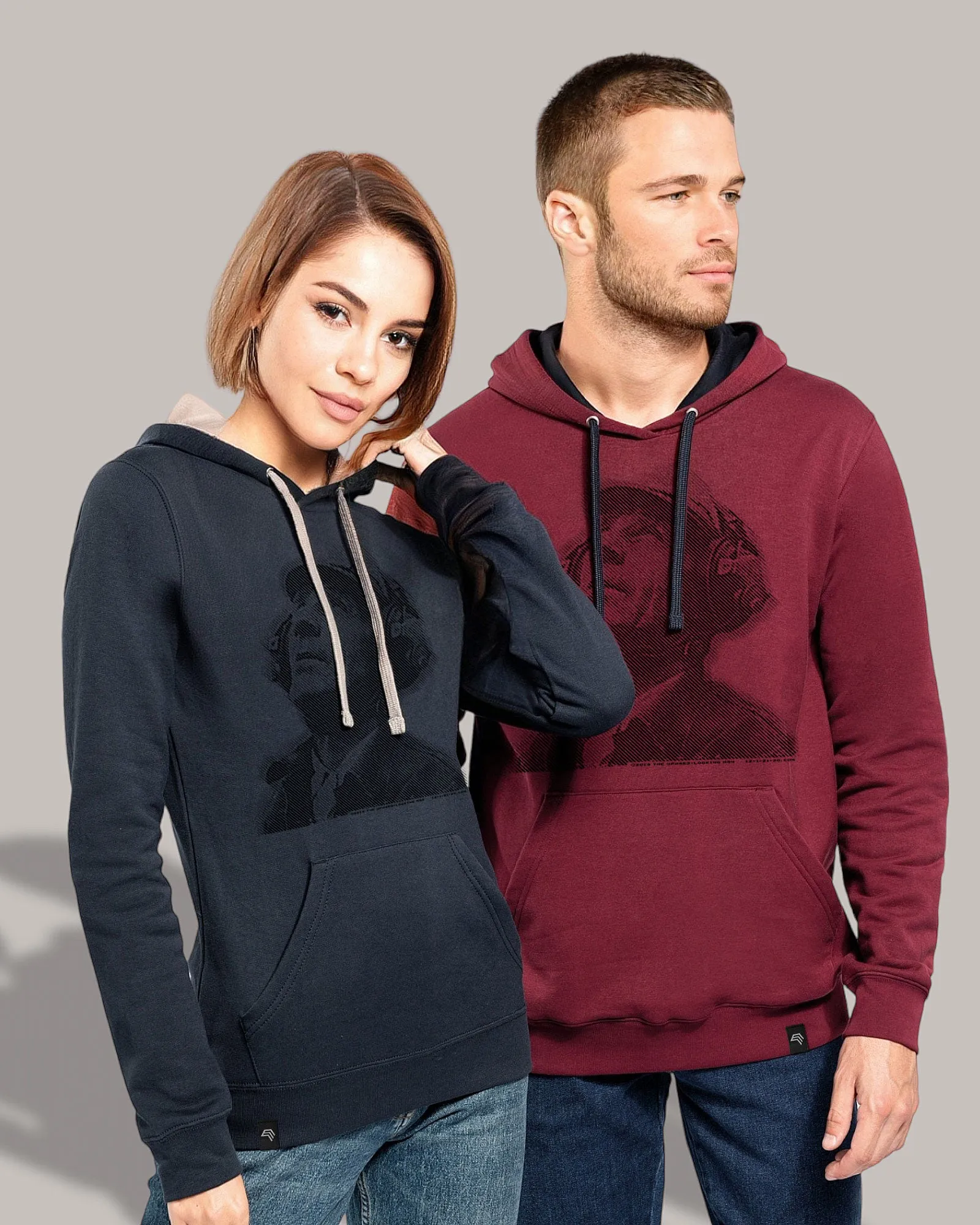 The upward-looking Man - Unisex Bi-color Hoodie - Dark Grau / Schwarz