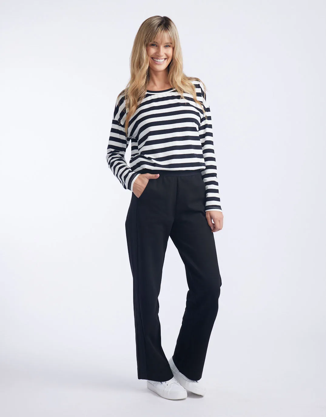 Timeless Straight Leg Ponti Pant - Black On Black