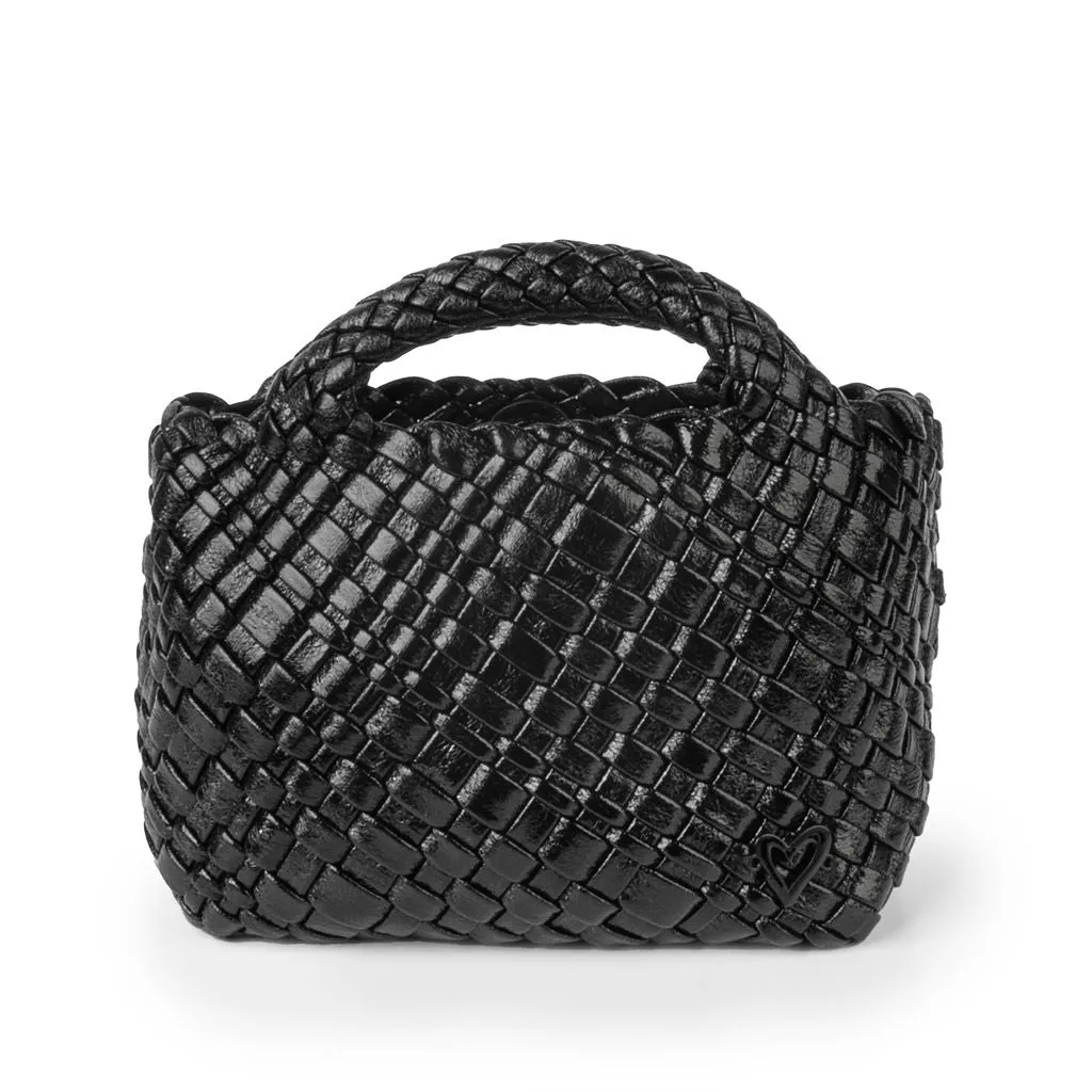 Tiny Mini Woven Tote - Metallic Black