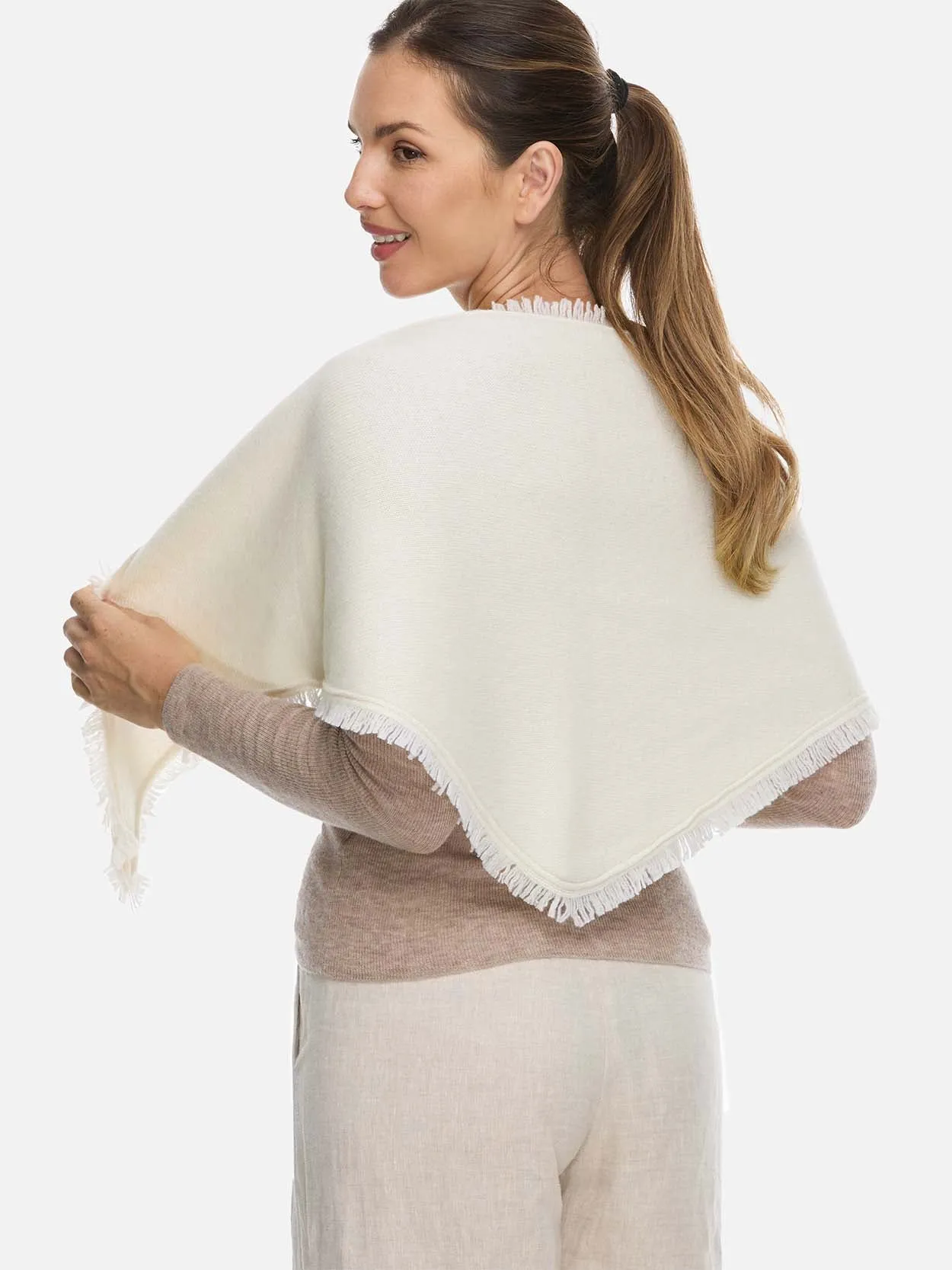 Triangle White Cashmere Scarf