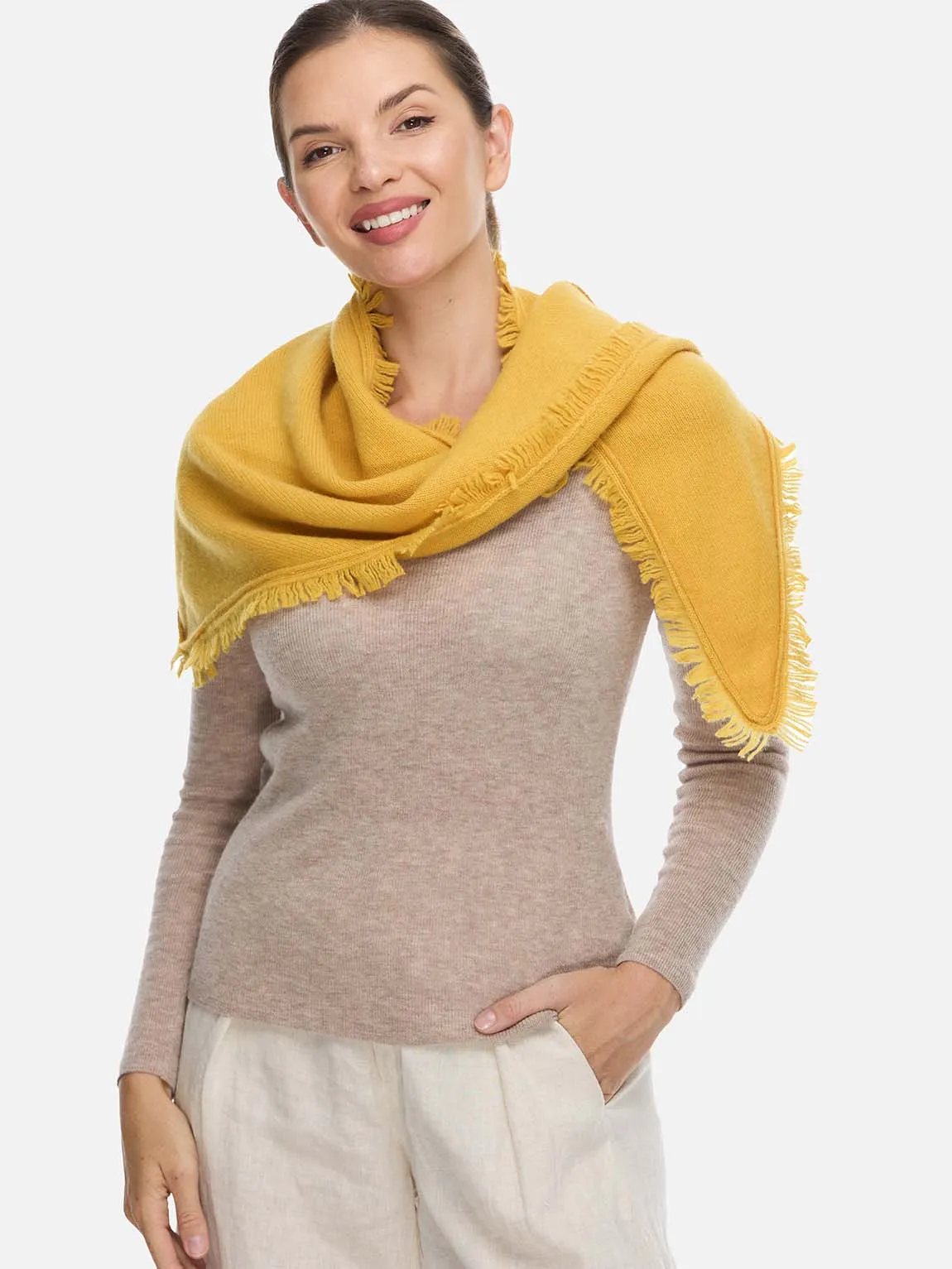 Triangle Yellow Cashmere Scarf