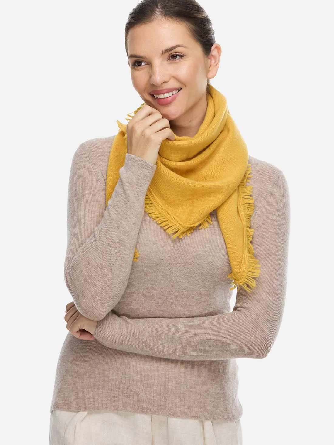 Triangle Yellow Cashmere Scarf