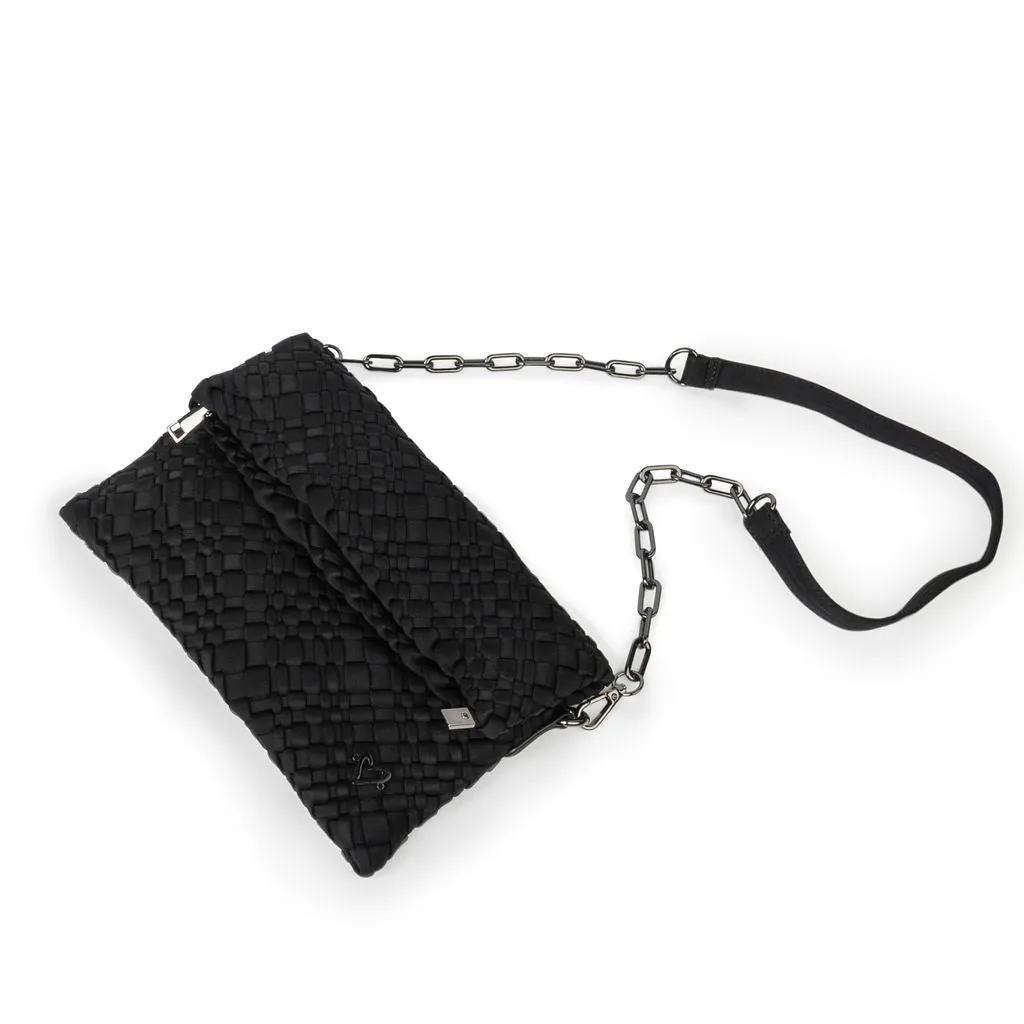 Victoria Hand-woven Convertible Clutch - Black