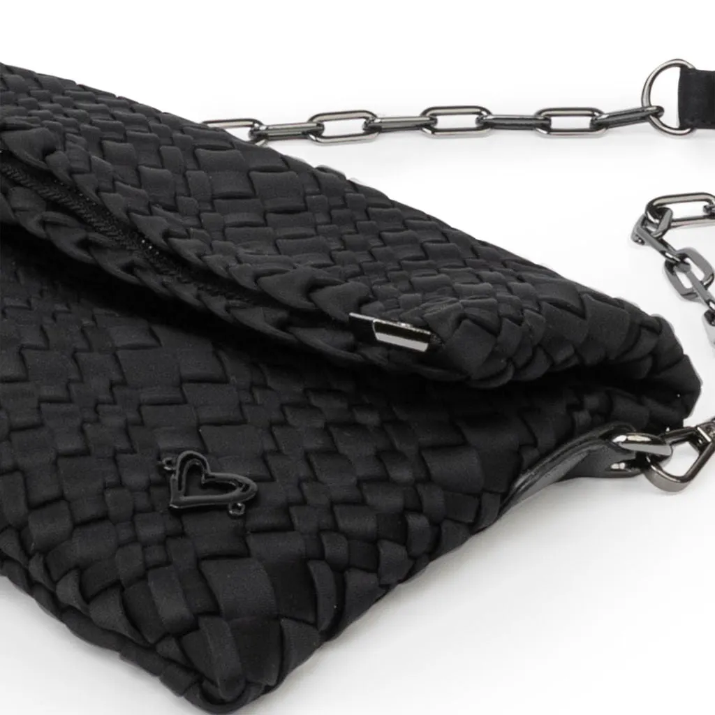 Victoria Hand-woven Convertible Clutch - Black