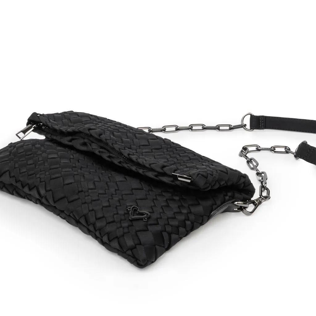 Victoria Hand-woven Convertible Clutch - Black