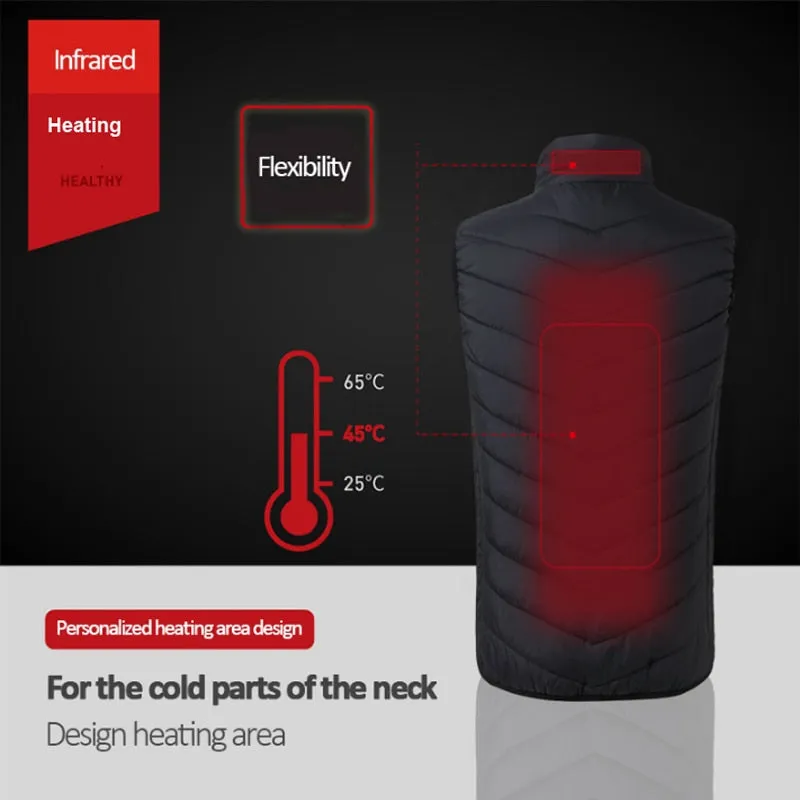 Warm Unisex Winter USB Infrared Heating Vest: Electric Heating Jacket