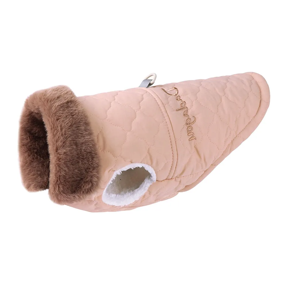 Waterproof Winter Jacket with Fur Collar for Small Dogs