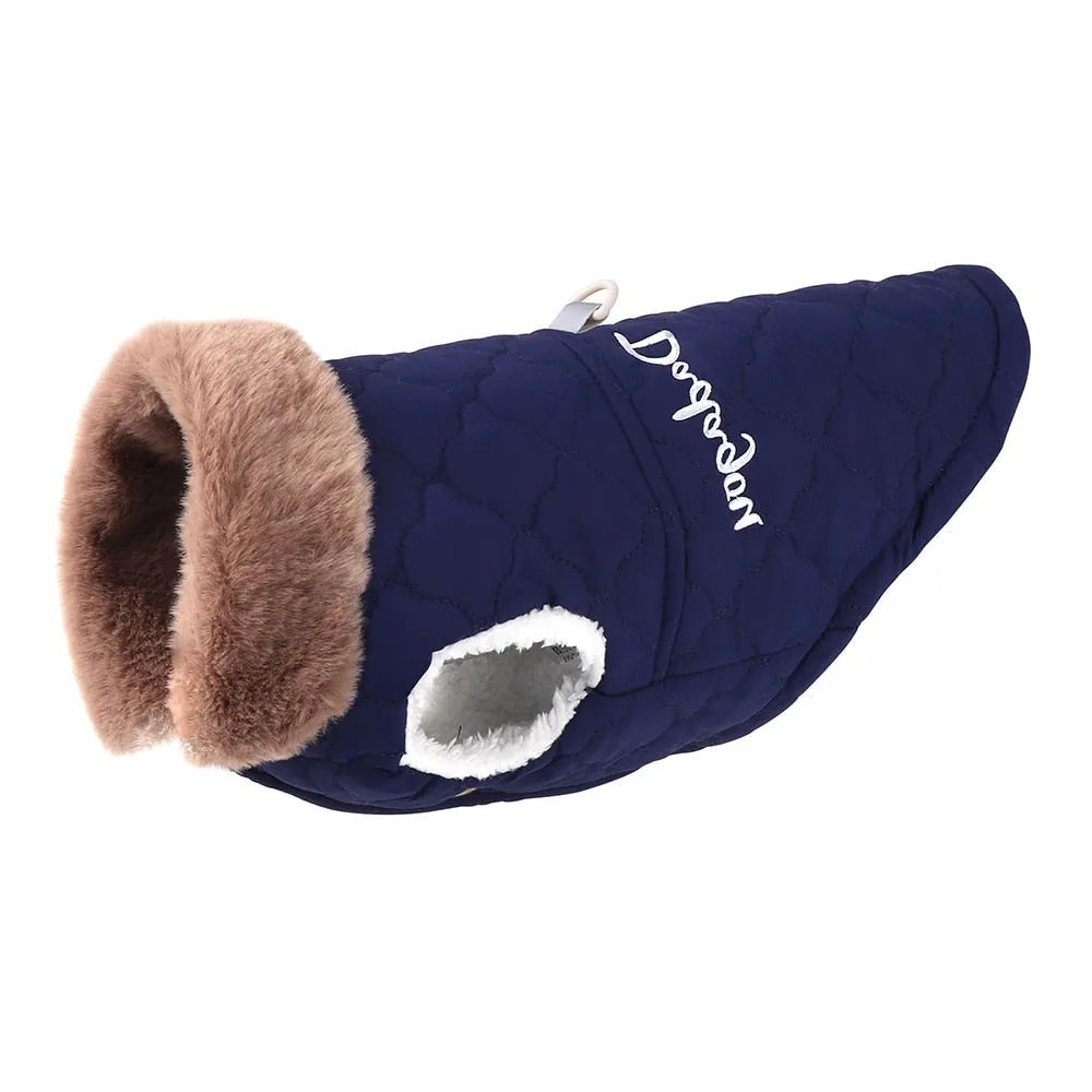 Waterproof Winter Jacket with Fur Collar for Small Dogs