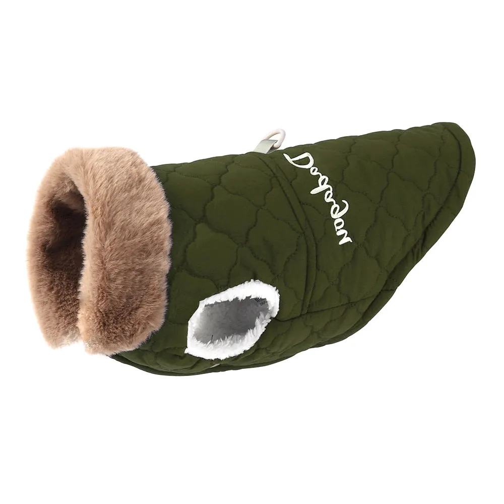 Waterproof Winter Jacket with Fur Collar for Small Dogs