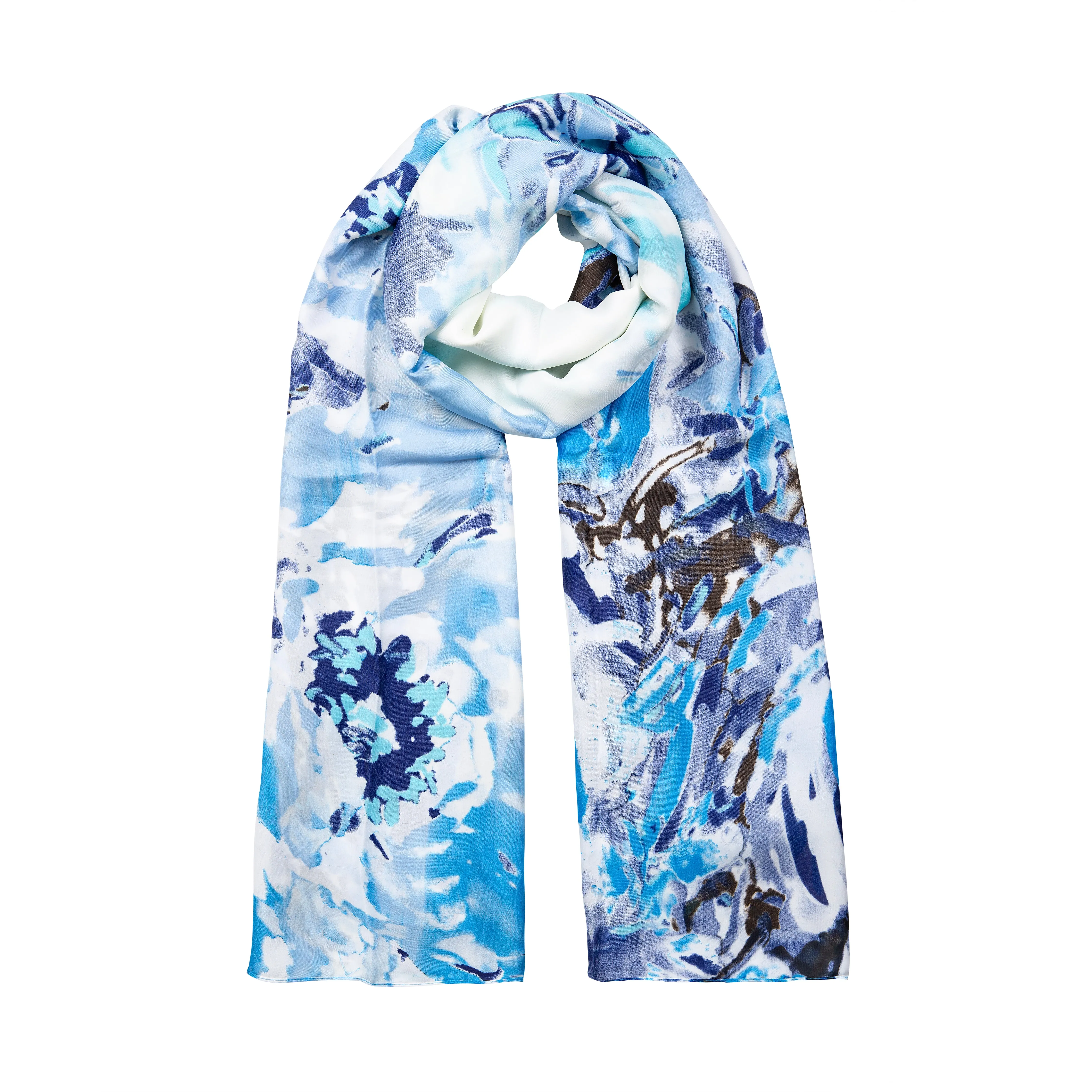 Women’s Abstract Rose Print Silk-Like Lightweight Scarf