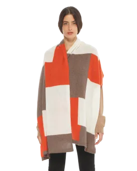 Women's Cashmere Mondrian Scarf Brown Combo