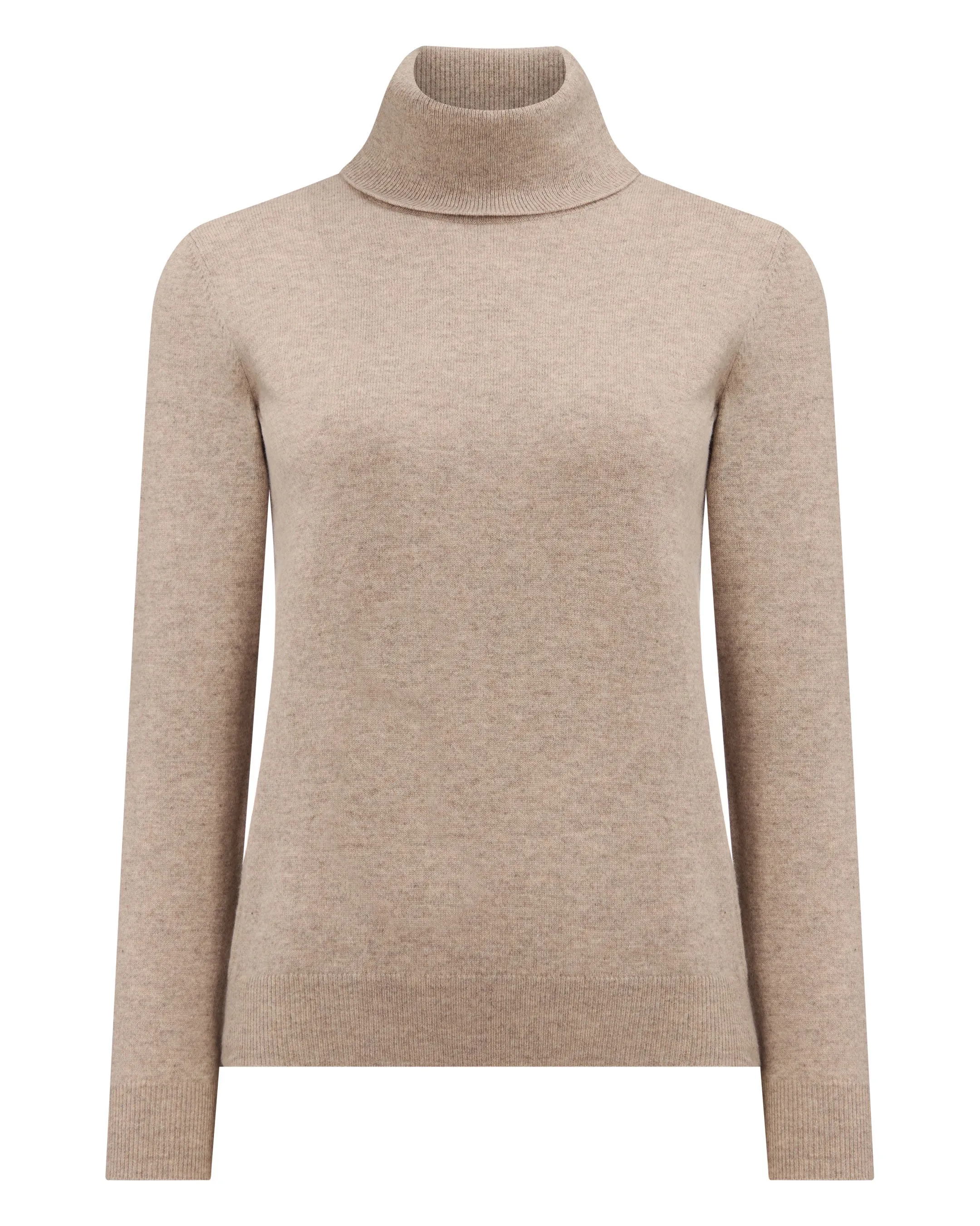 Women's Luna Turtle Neck Cashmere Sweater Oatmeal Brown