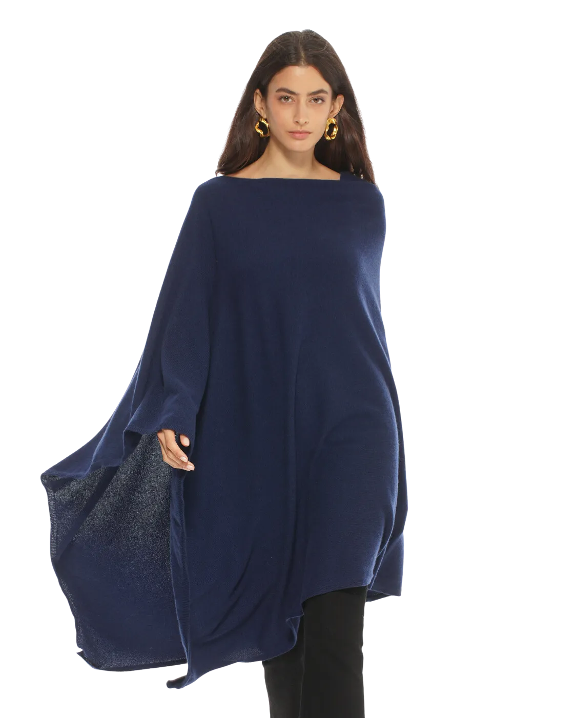 Women's Pure Cashmere Poncho Blue