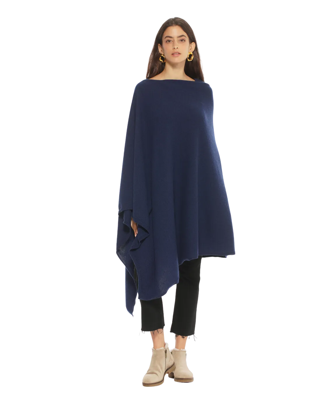 Women's Pure Cashmere Poncho Blue