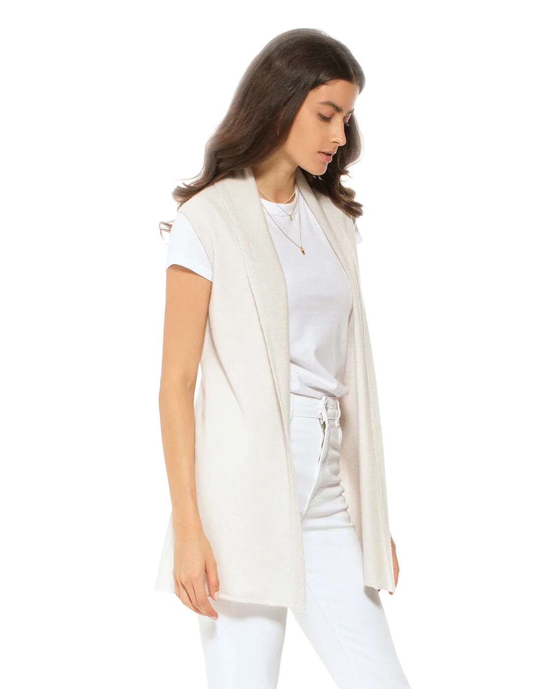 Women's Pure Cashmere Sleeveless Cardigan Off White