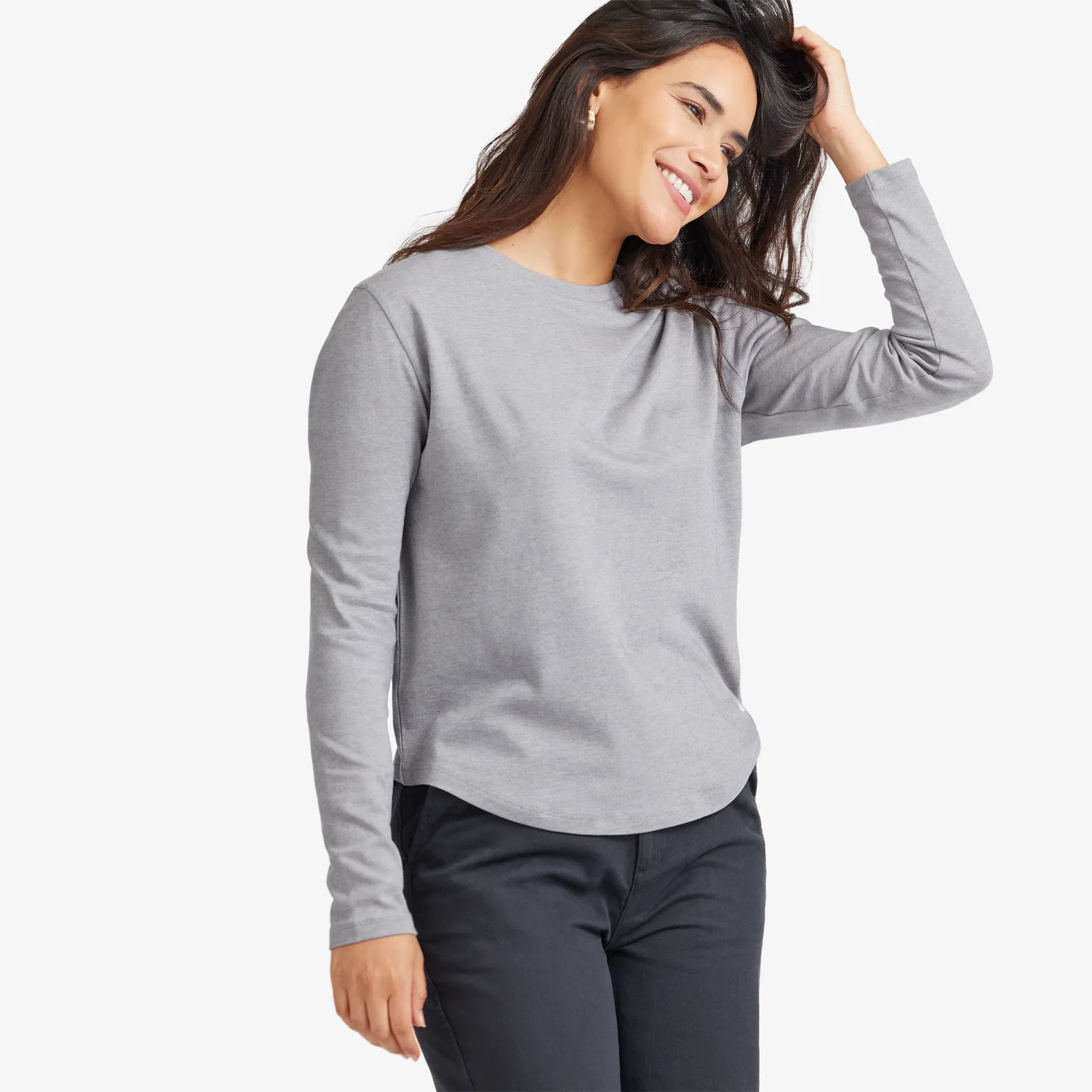 Women's Soft Merino Long Sleeve Tee - Medium Grey