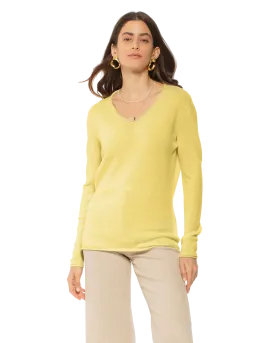 Women's Ultra-Light Cashmere V-Neck Sweater Lemon Yellow