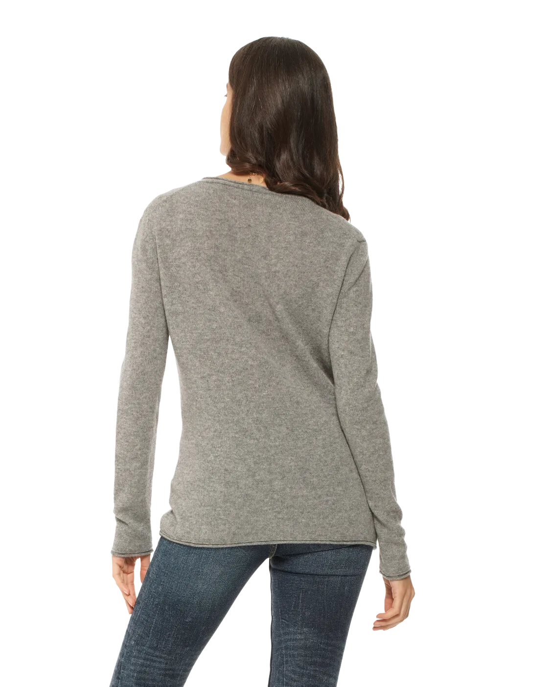 Women's Ultra-Light Cashmere V-Neck Sweater Medium Grey