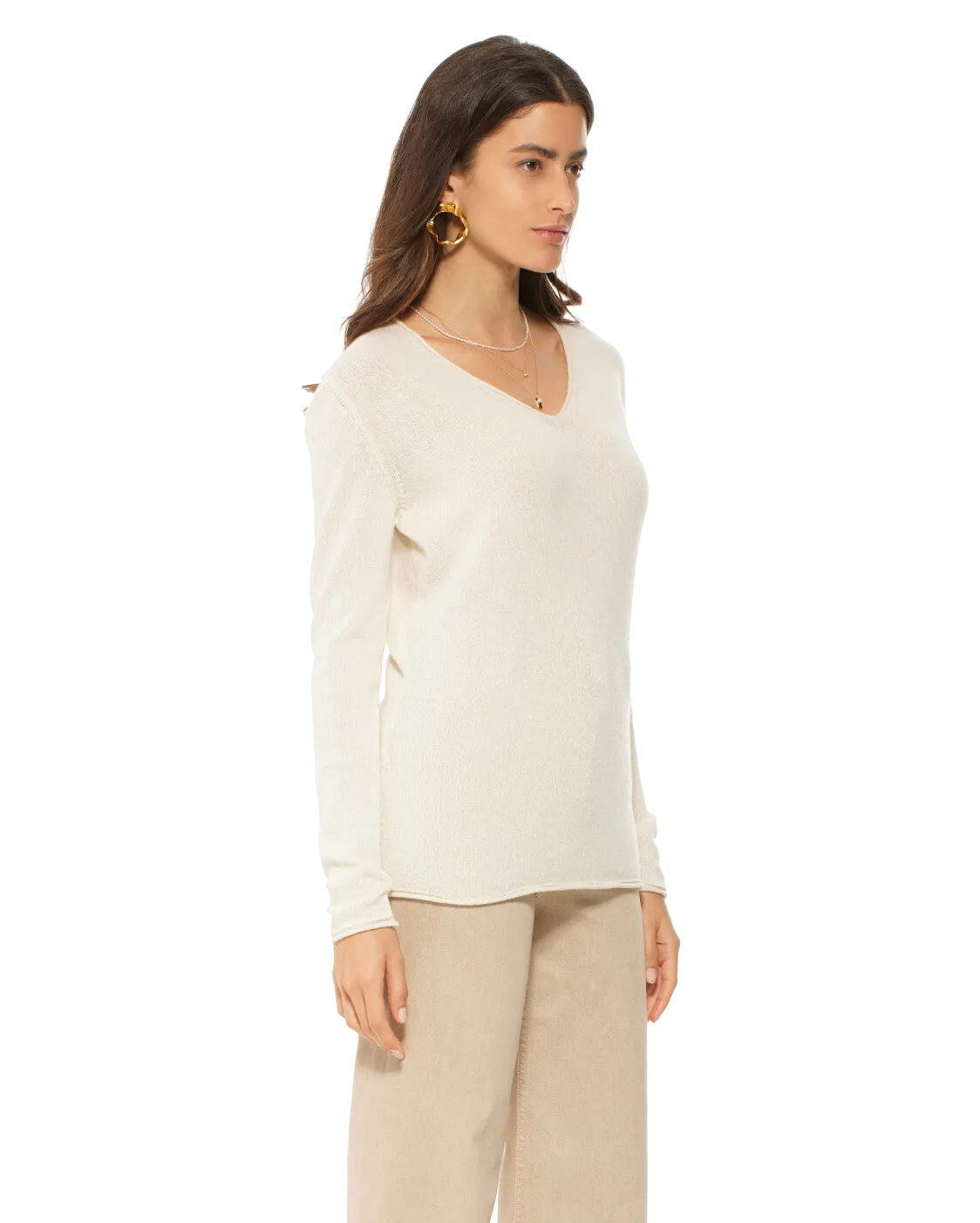 Women's Ultra-Light Cashmere V-Neck Sweater Peach