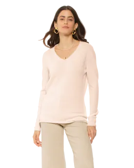 Women's Ultra-Light Cashmere V-Neck Sweater Peach