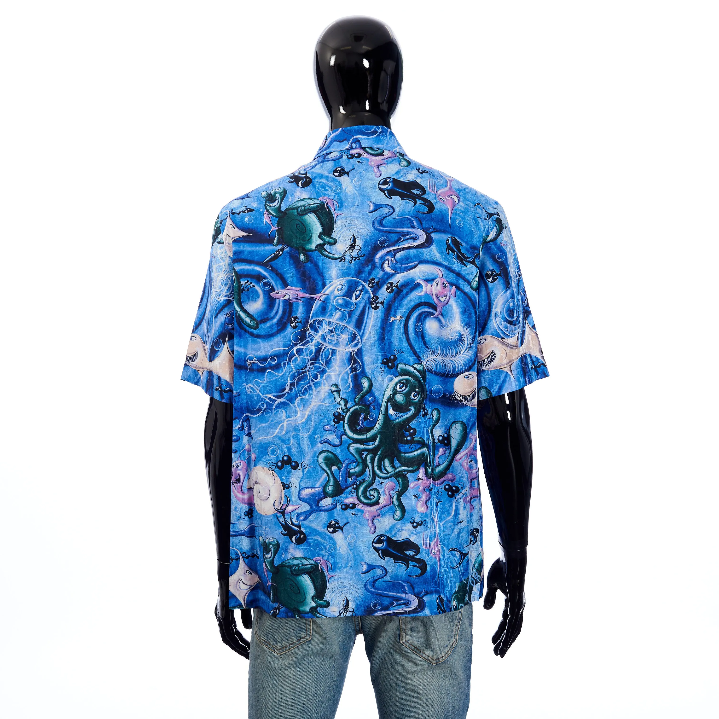 x KENNY SCHARF Short-Sleeve Shirt Oblique Cotton/Silk Jacquard