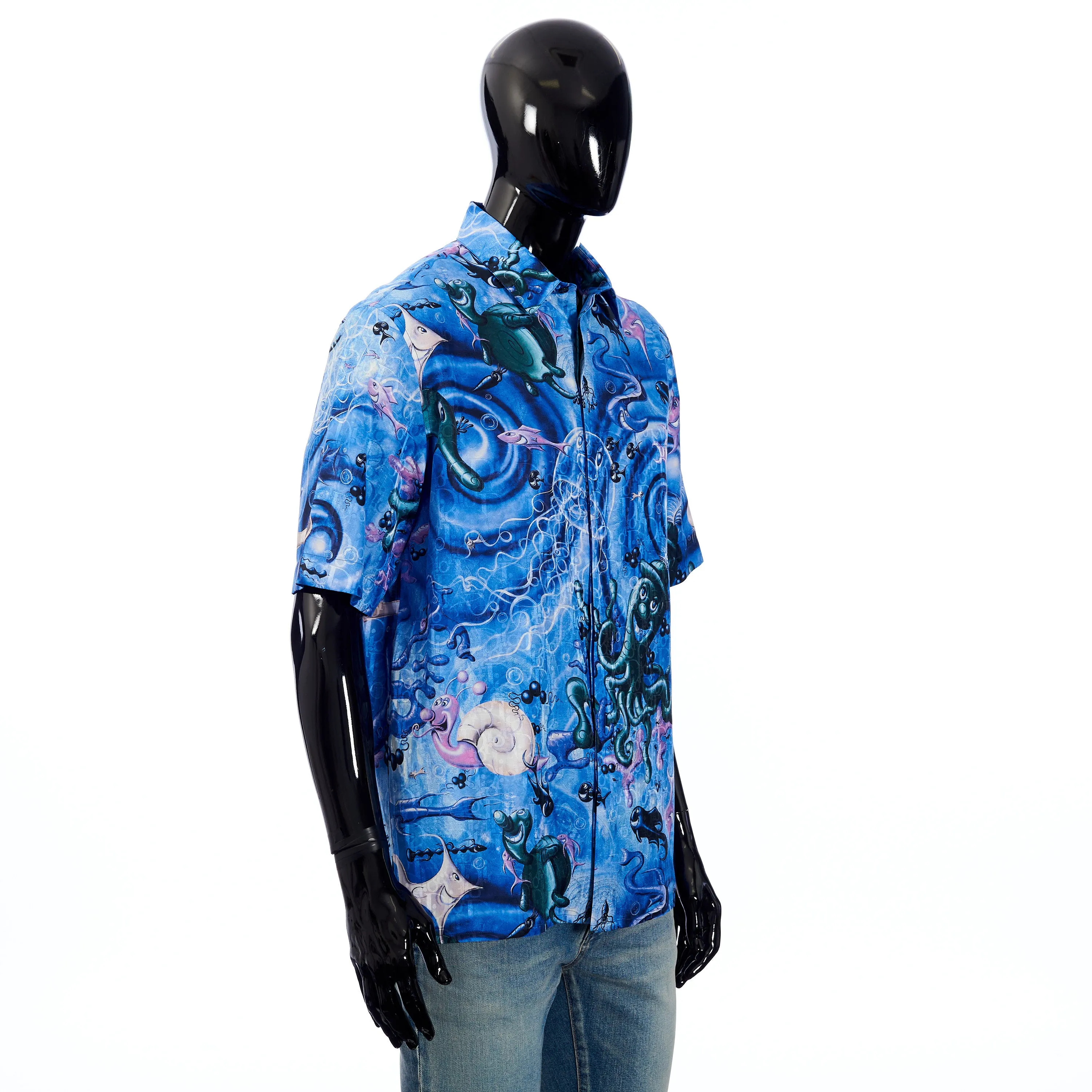 x KENNY SCHARF Short-Sleeve Shirt Oblique Cotton/Silk Jacquard